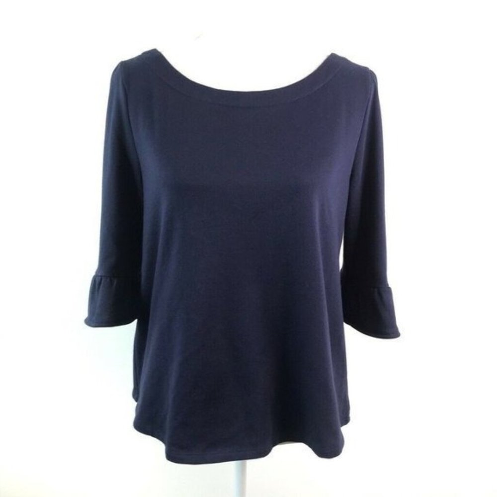 ModCloth- Jewel Neck 3/4 Ruffle Hem Top